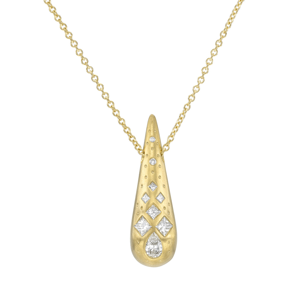 Diamond Drop Necklace in Yellow Gold