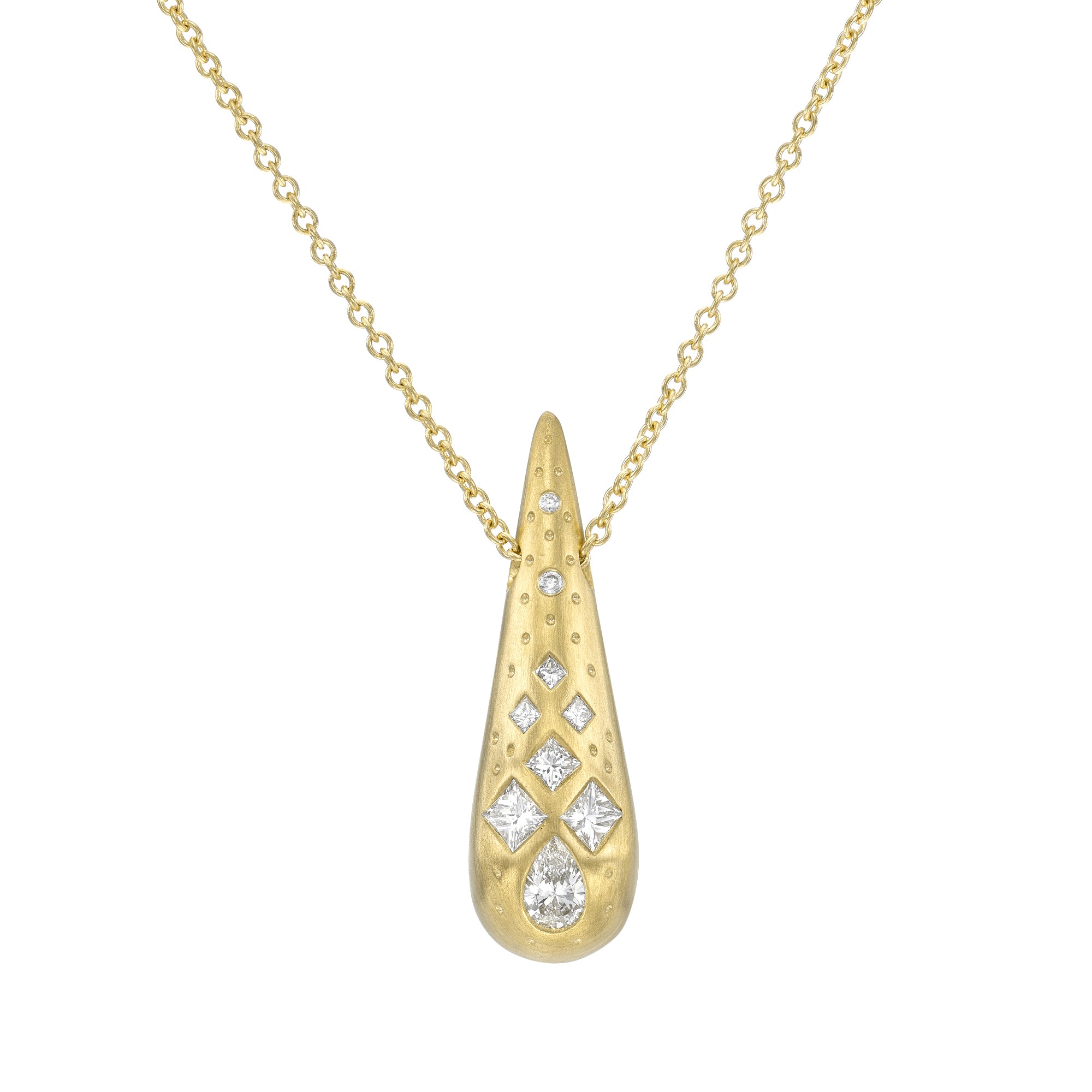 Diamond Drop Necklace in Yellow Gold