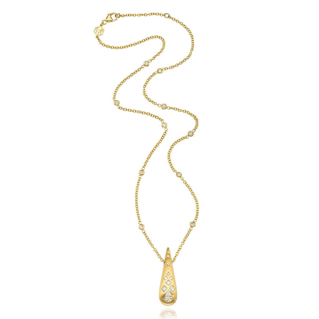 Diamond Drop Necklace in Yellow Gold