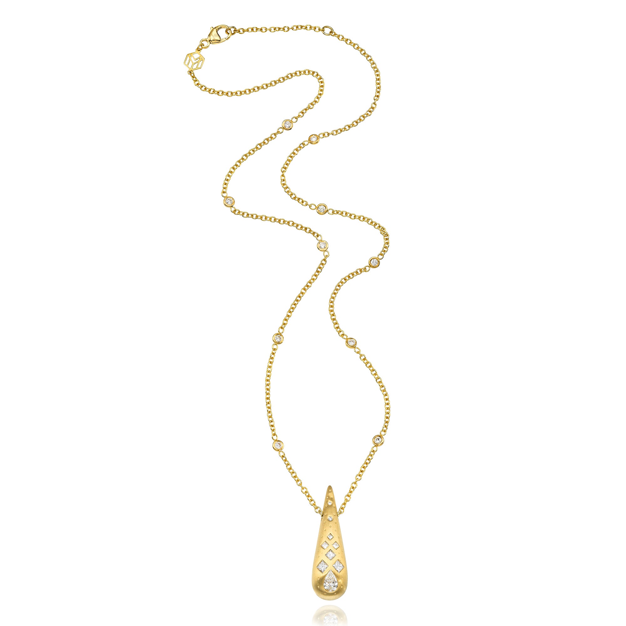 Diamond Drop Necklace in Yellow Gold