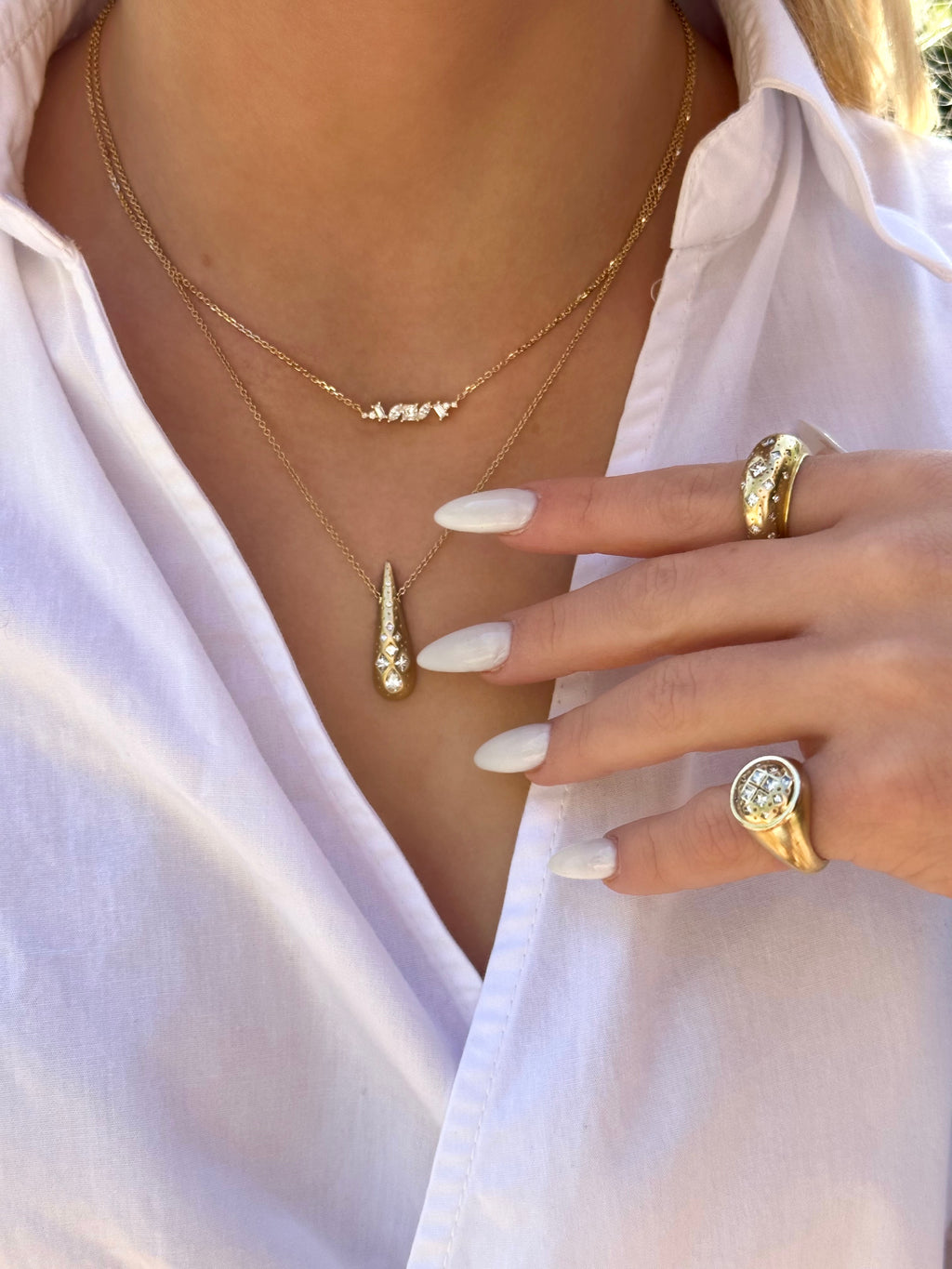 Diamond Drop Necklace in Yellow Gold