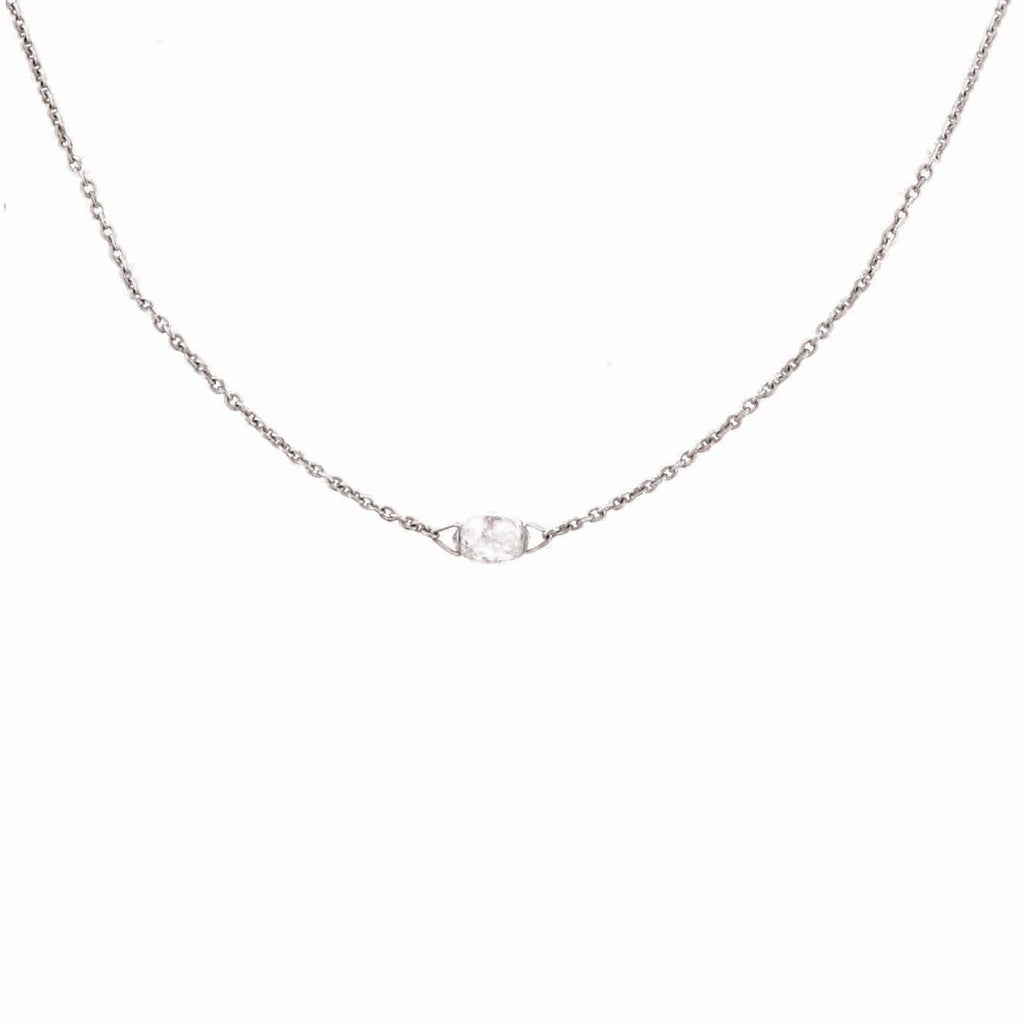Cien Single Briolette White Diamond Necklace