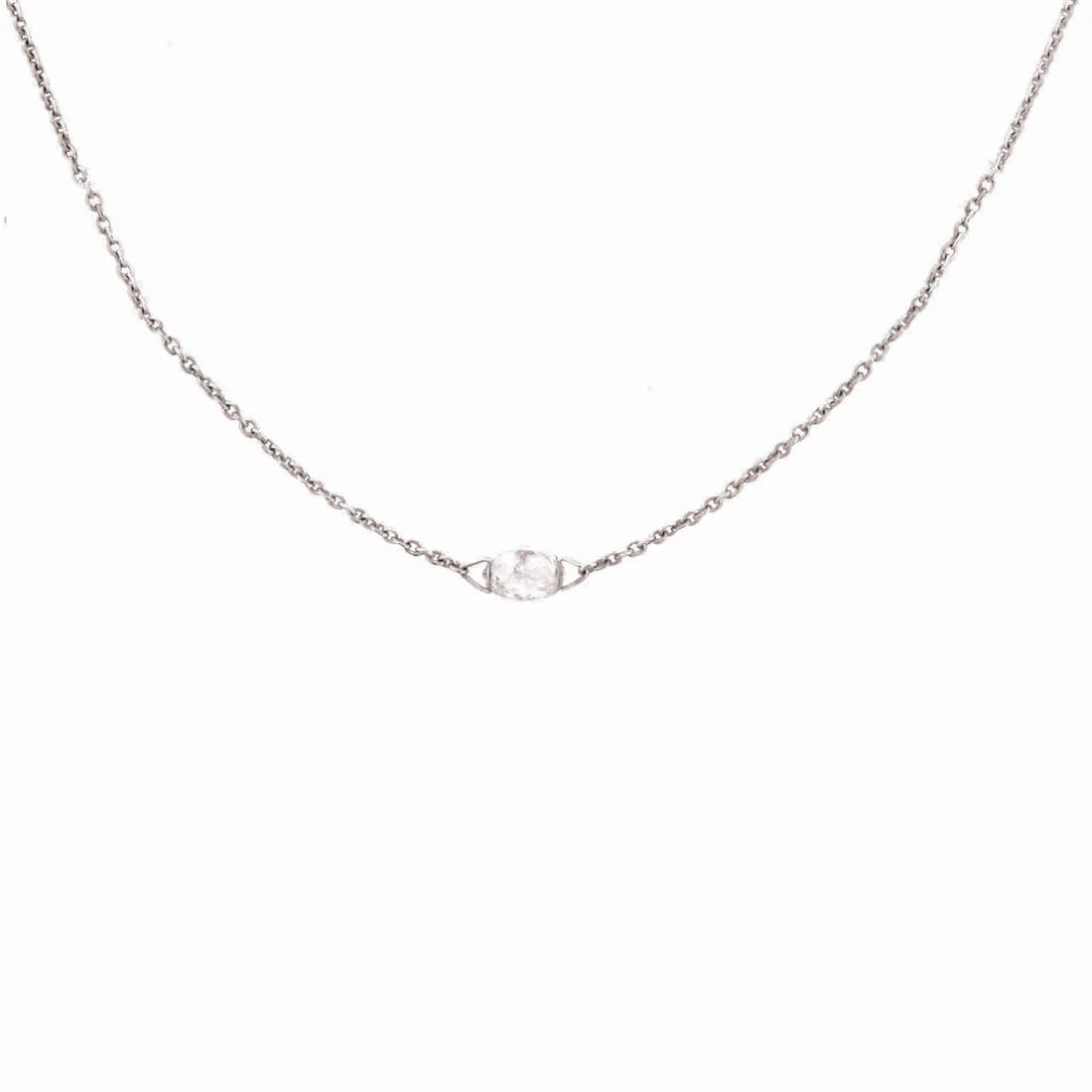 Cien Single Briolette White Diamond Necklace