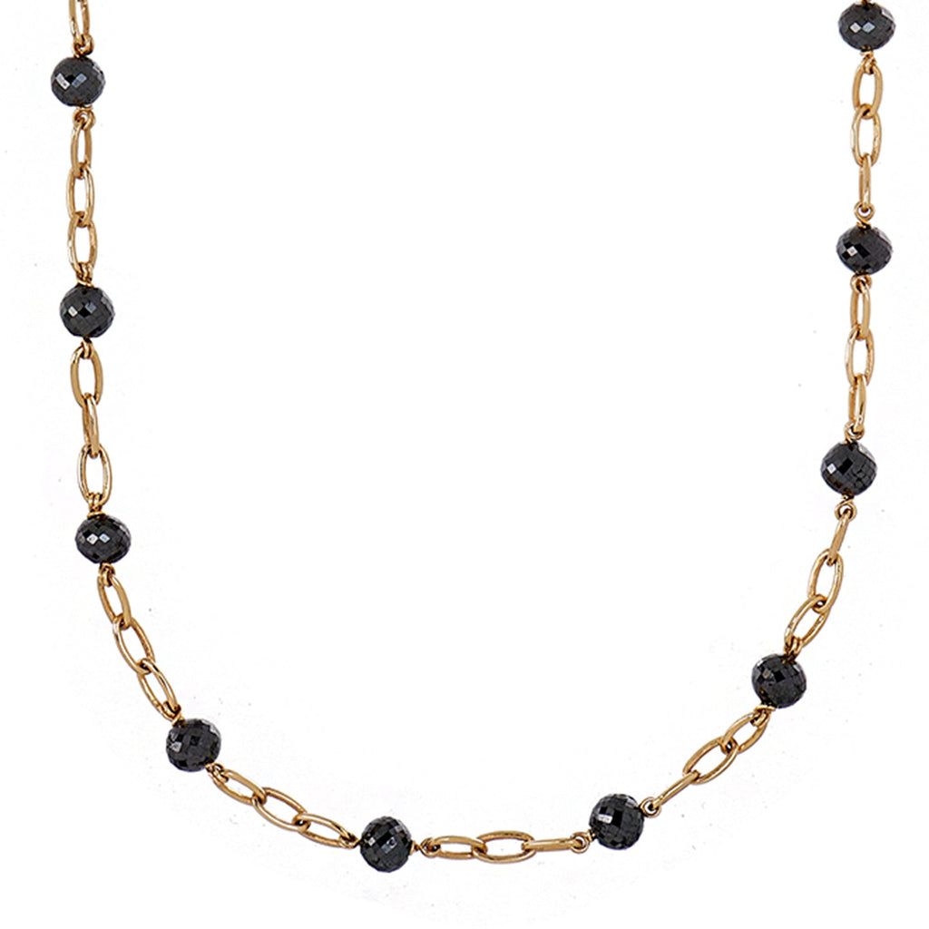 Disco Black Diamond Chain in Yellow Gold