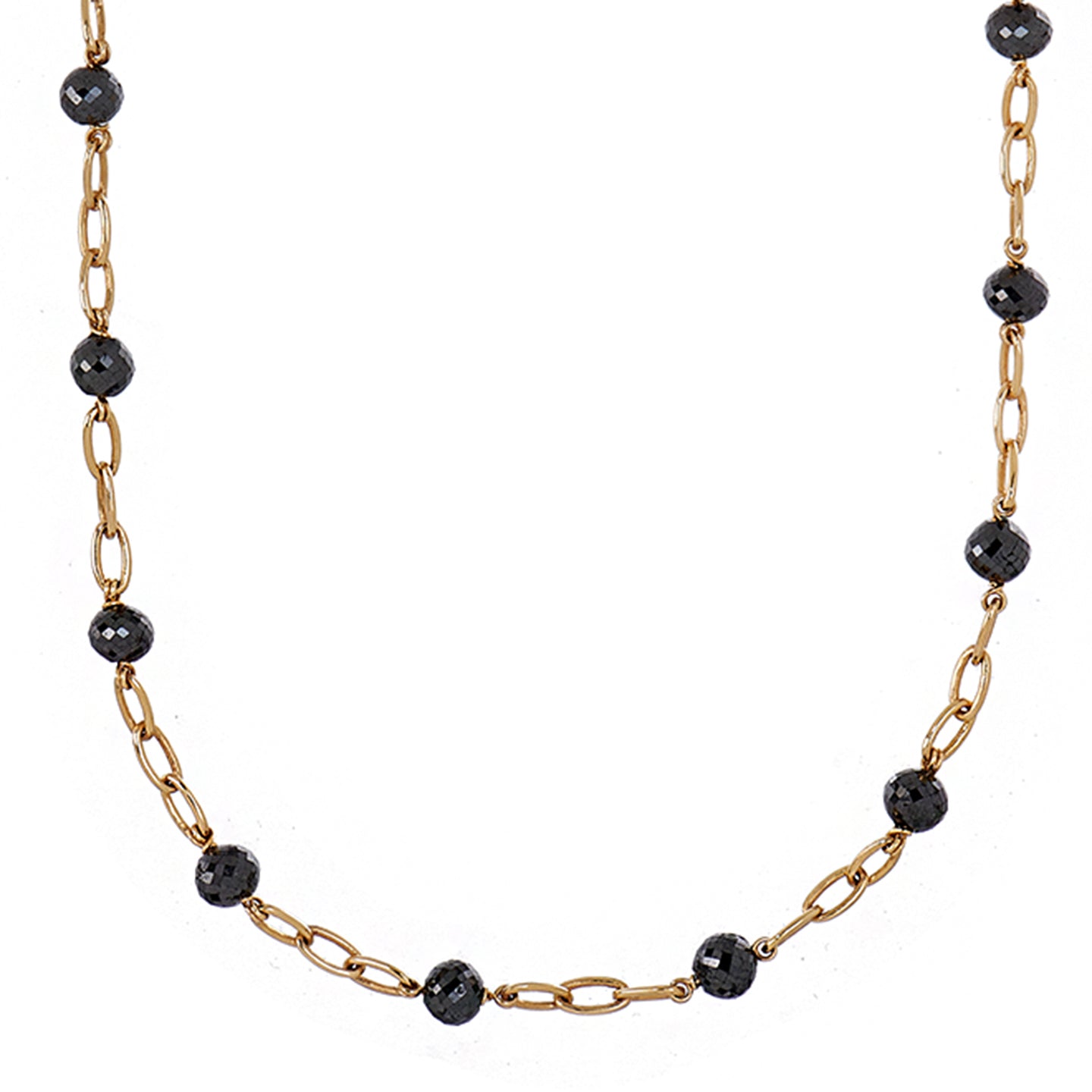 Disco Black Diamond Chain in Yellow Gold