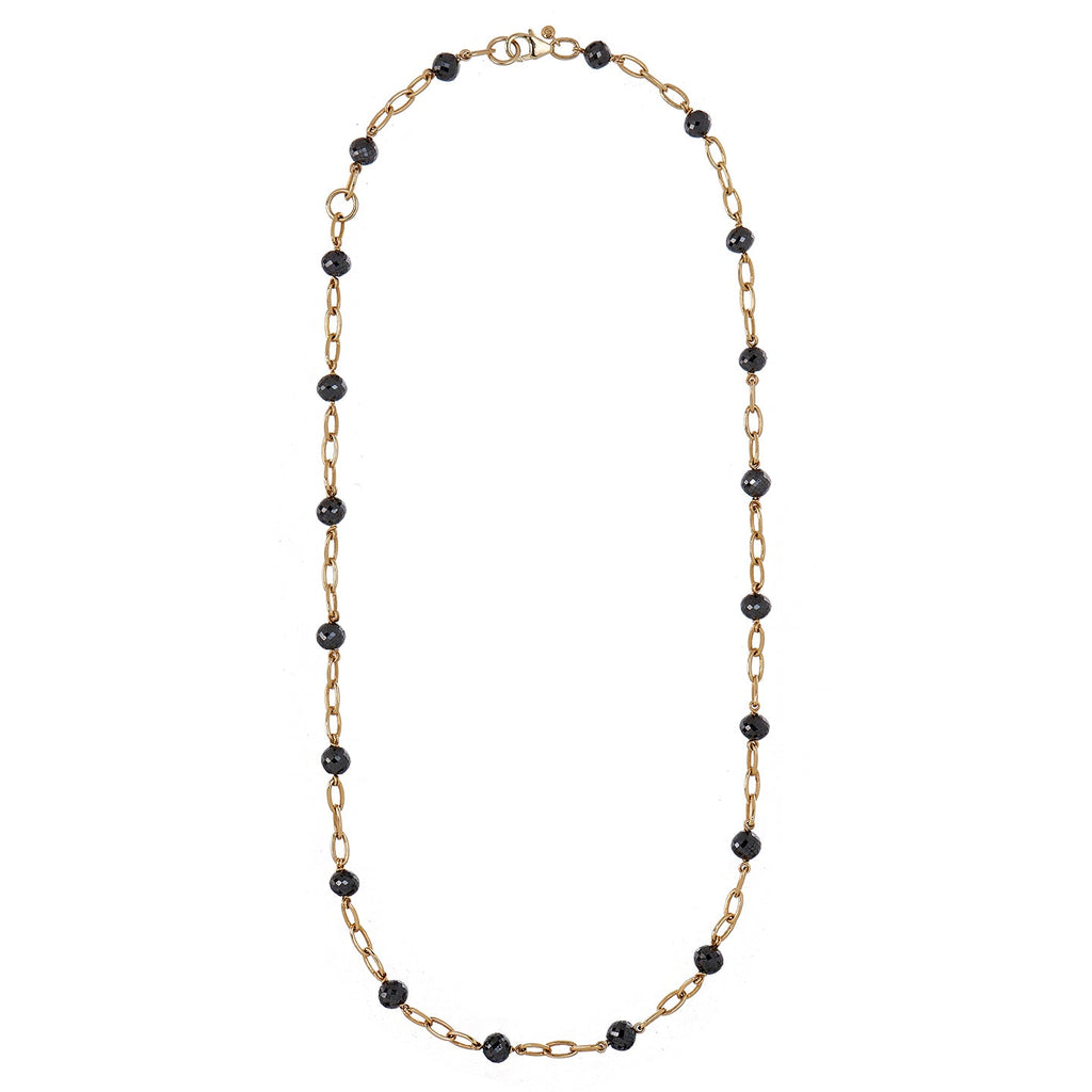 Disco Black Diamond Chain in Yellow Gold