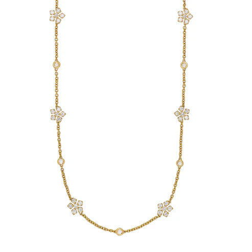 Enchanted Garden White Diamond Necklace in Yellow Gold