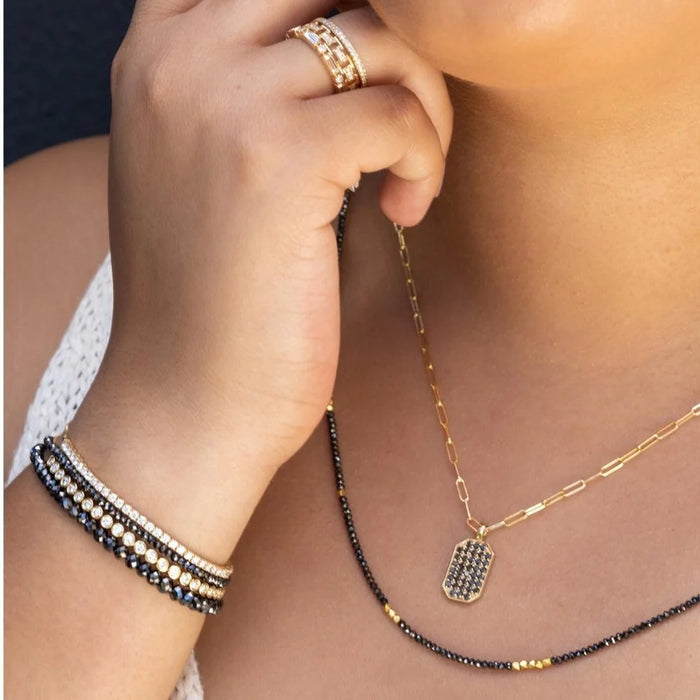 Noir Black Diamond and Gold Bead Necklace in Yellow Gold