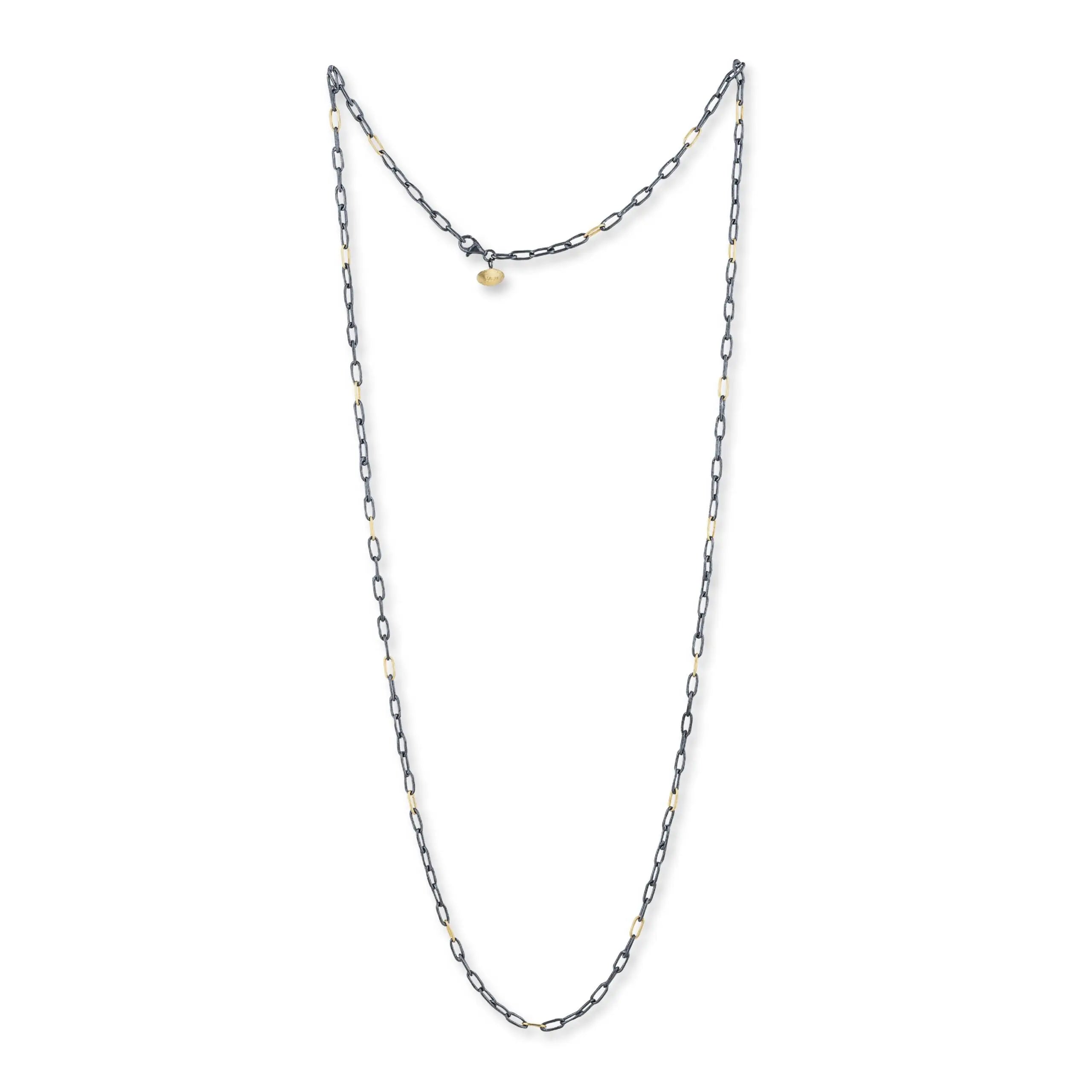 Clipski Paperclip Chain in Oxidized Sterling Silver and Yellow Gold