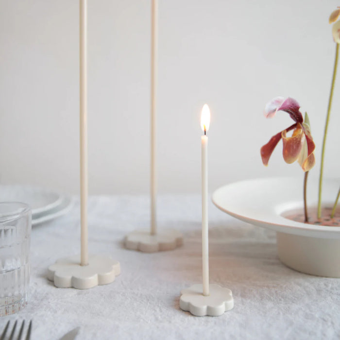 Ceramic Fleur Wishing Candle Holder in Matte White