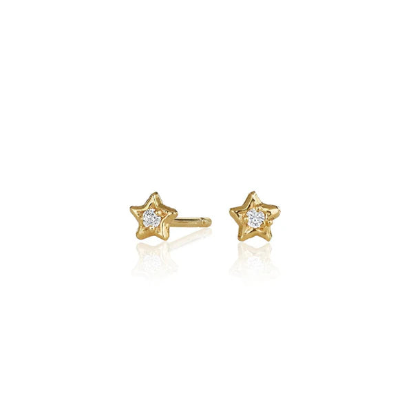 Diamond Star Studs in Yellow Gold