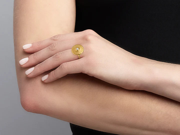 Diamond Droplet Cocktail Ring in Yellow Gold