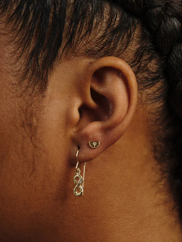Mini Half Moon Luna Studs in Yellow Gold