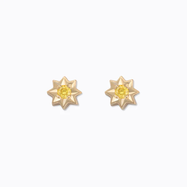 Little Ray of Sunshine Studs in Yellow Gold