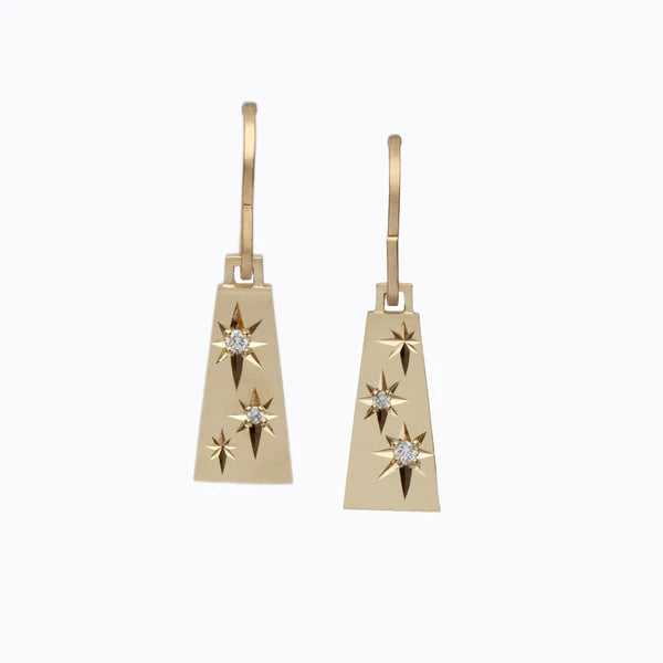 Cosmic Beam Earrings in Yellow Gold