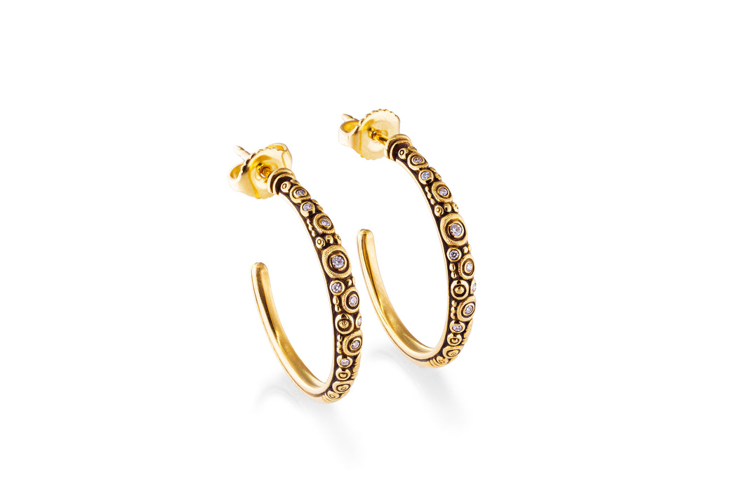 Classic Diamond Hoop Earrings in Yellow Gold