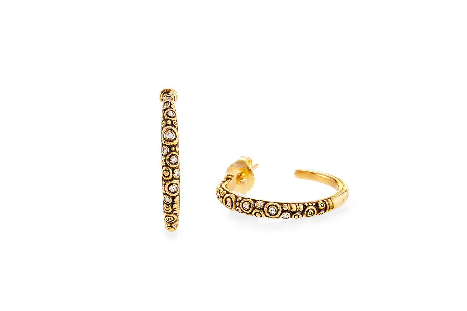 Classic Diamond Hoop Earrings in Yellow Gold