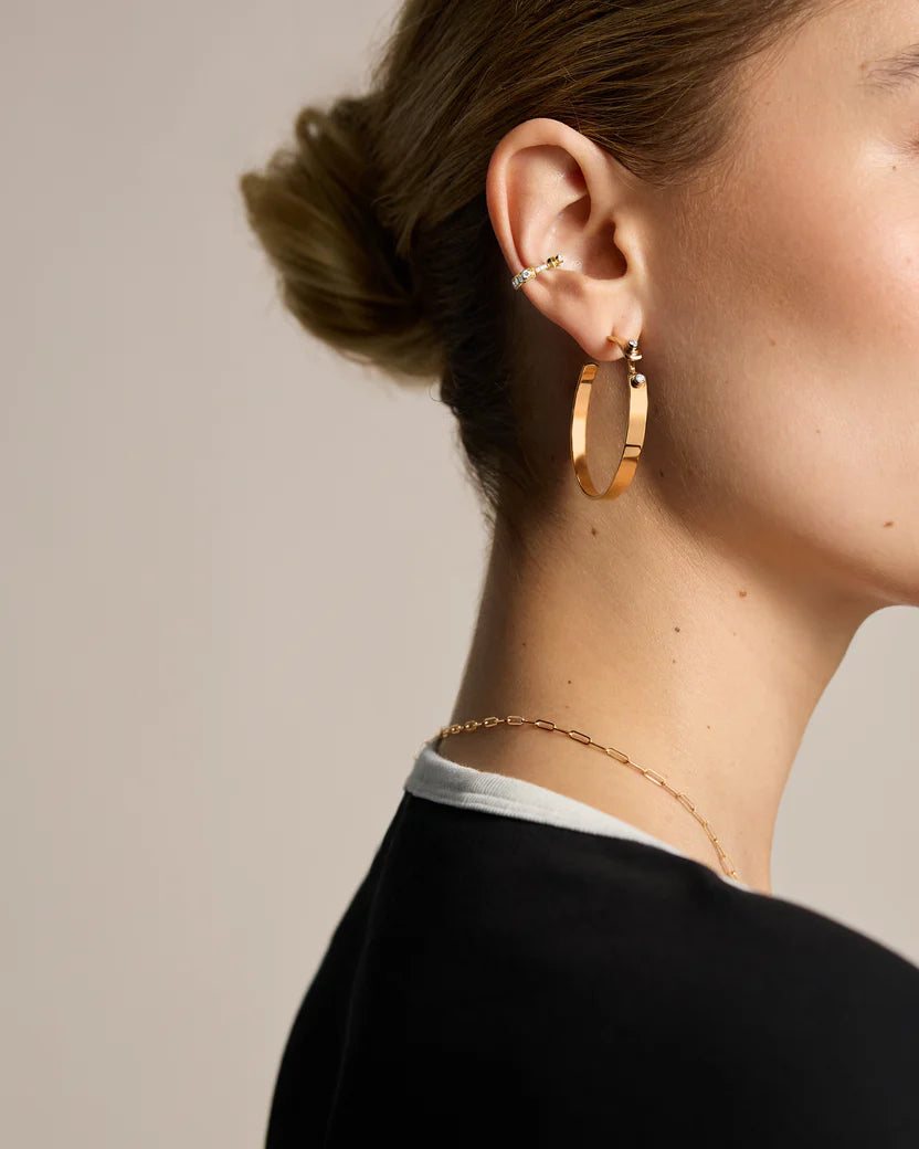 Eternity Tuxedo Single Ear Cuff in Yellow Gold
