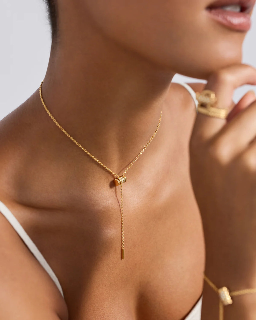 Paved Mini Latch Diamond Necklace in Yellow Gold