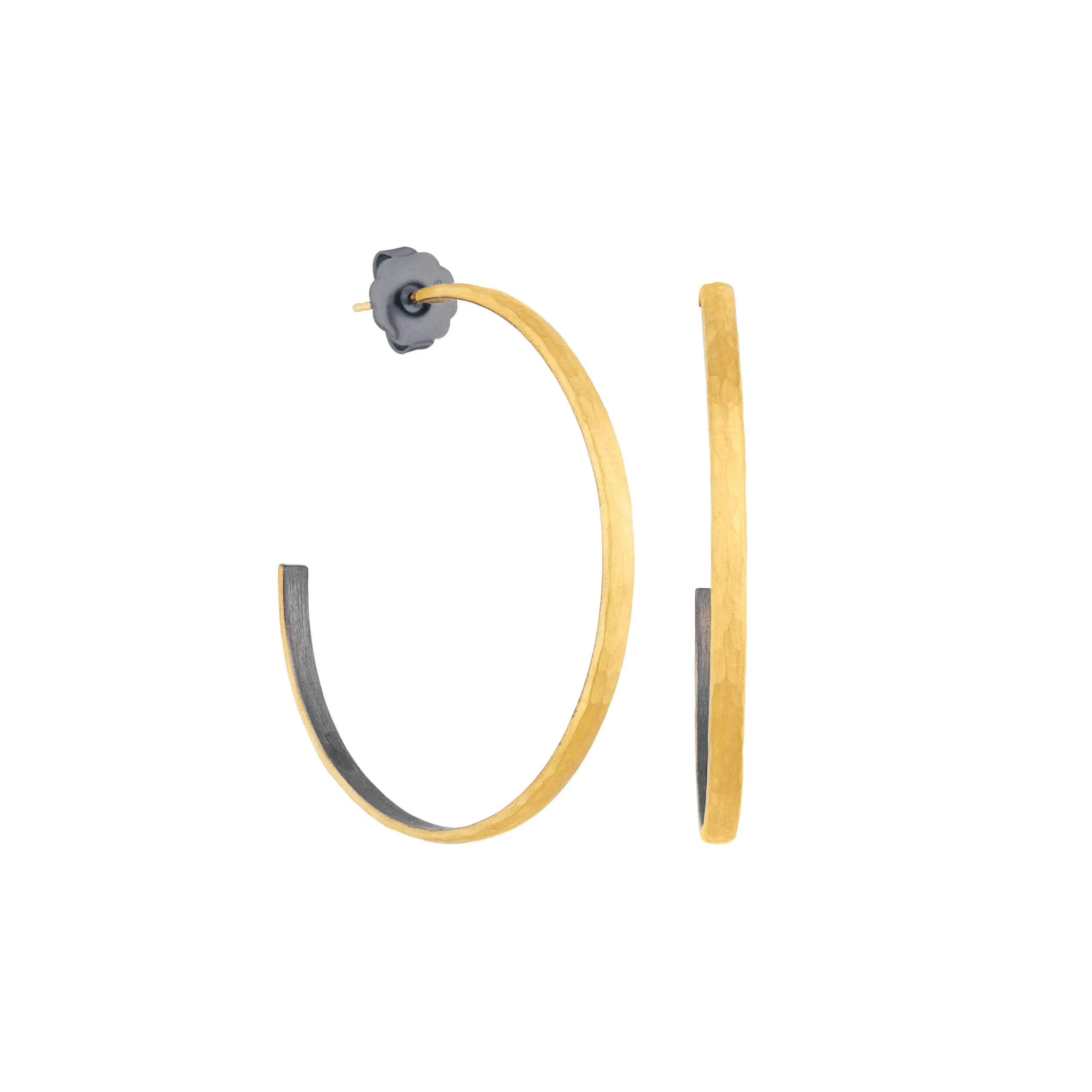 Gold Fusion Hoops in Yellow Gold and Oxidized Sterling Silver