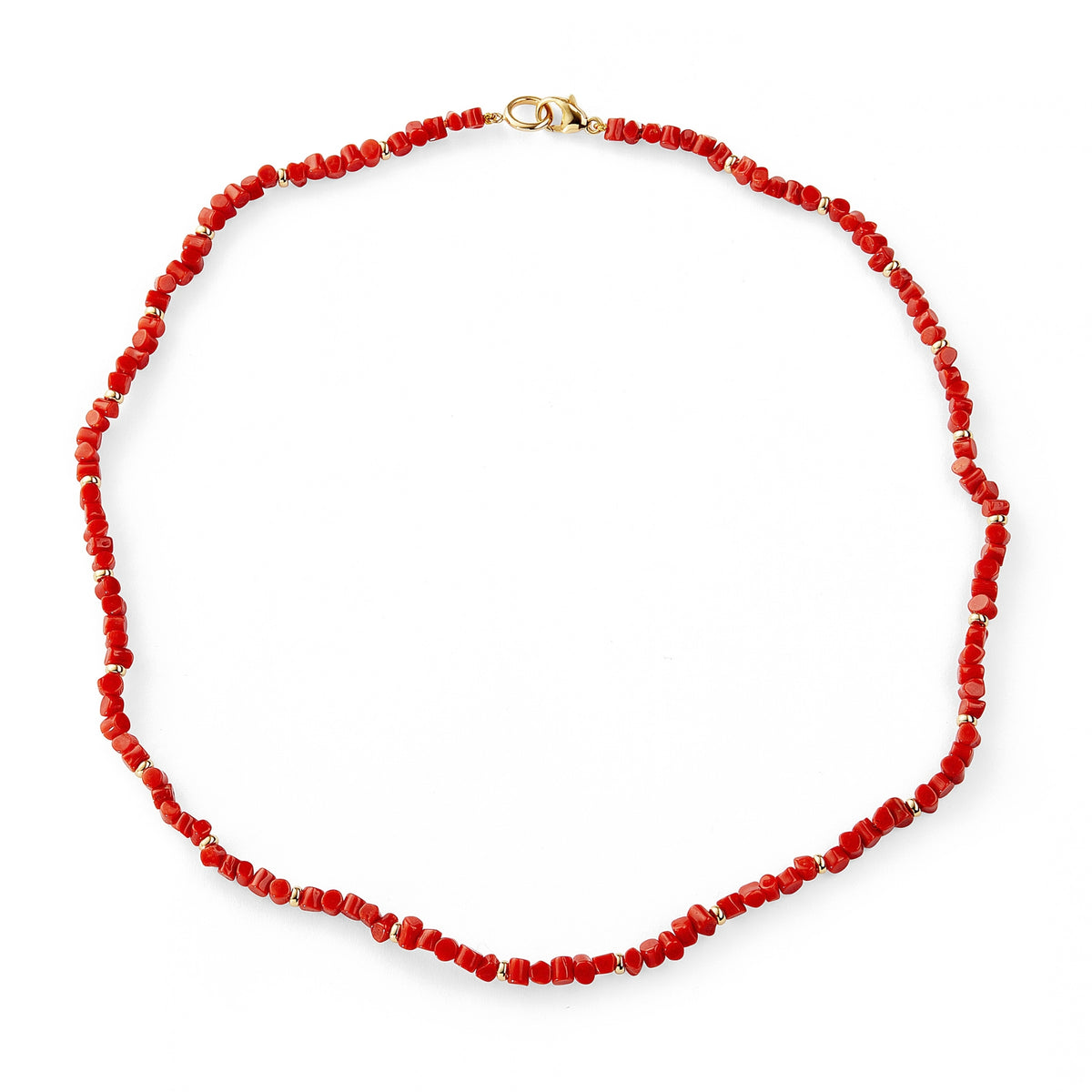 Coral Bead Necklace in Yellow gold