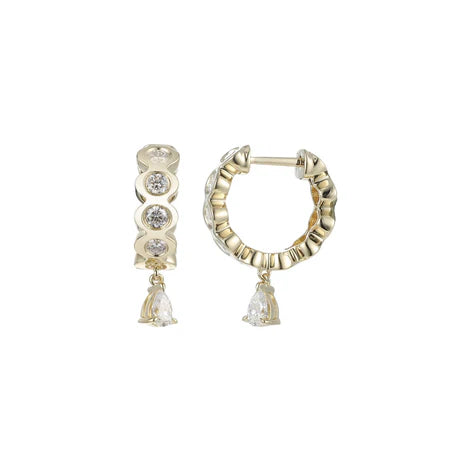 LEGGO 2.0 Diamond Huggies in Yellow Gold