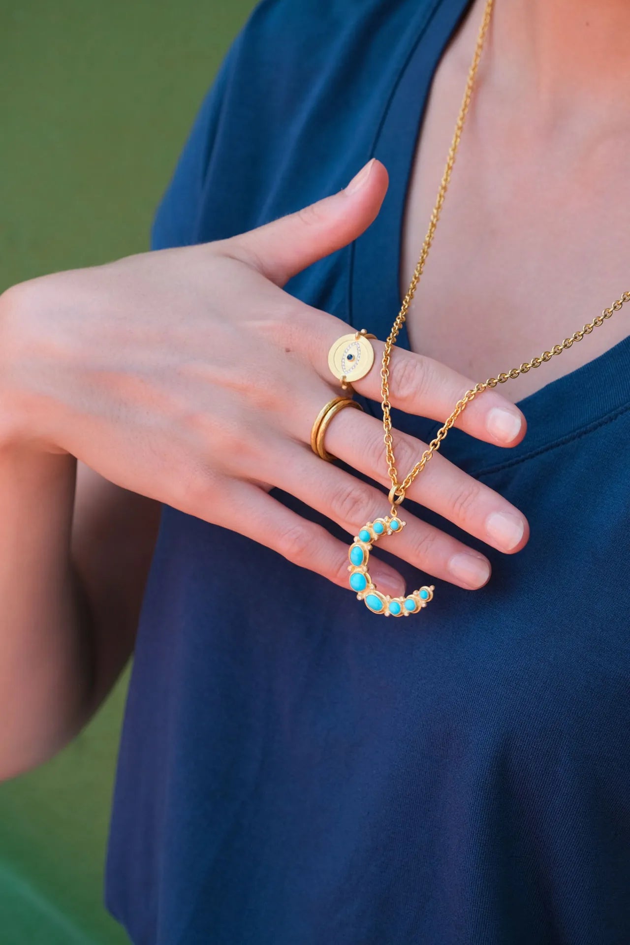 Hammered Stacking Band in Yellow Gold