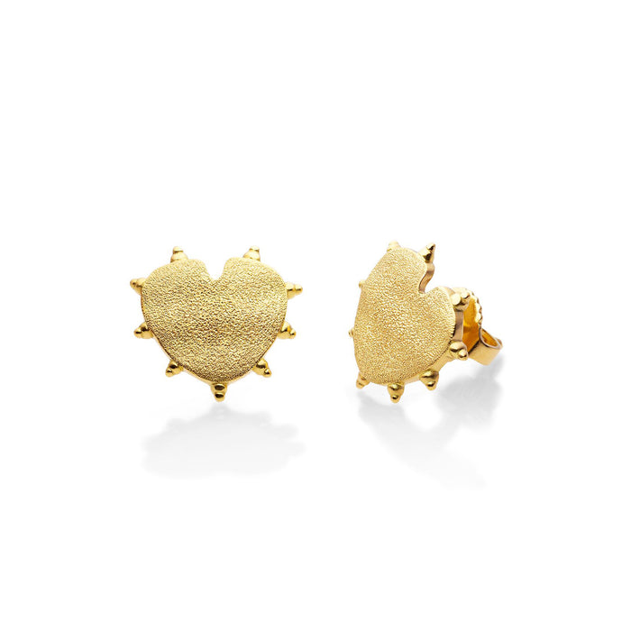 Spiky Heart Earrings in Yellow Gold