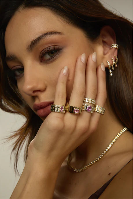 LEGGO 2.0 Diamond Huggies in Yellow Gold