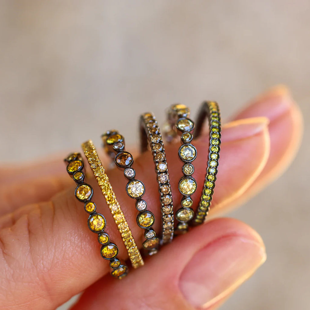 Aurelia Burnt Orange Diamond Band in Blackened Gold