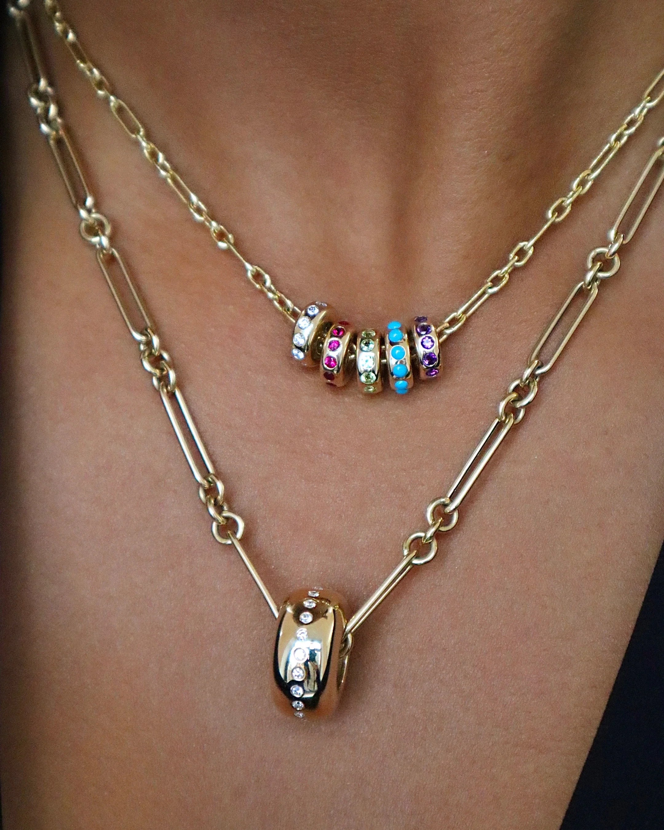 Small Peridot Story Bead in Yellow Gold