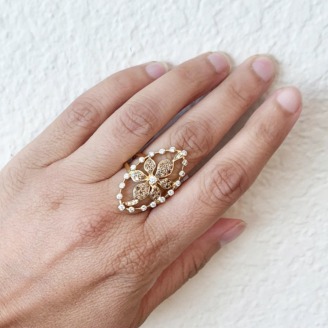 Enchanted Garden Champagne Diamond Cocktail Ring