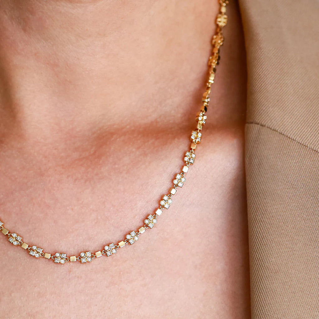 Kate White Diamond Necklace in Yellow Gold