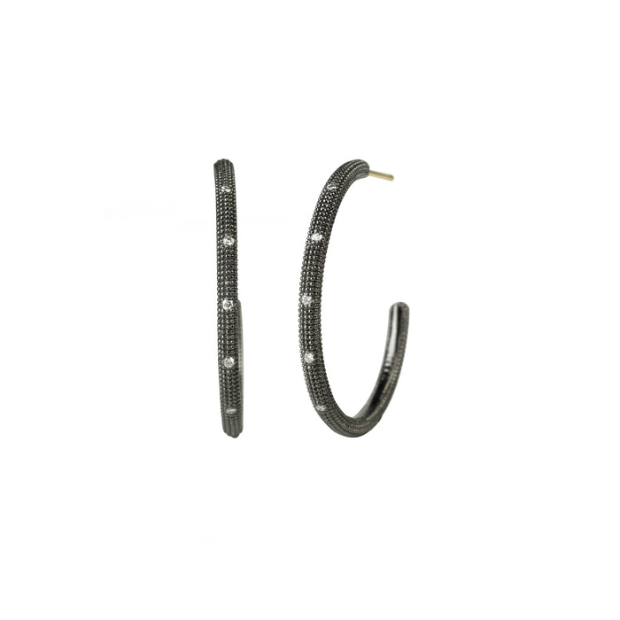 Ira Diamond Small Hoops in Blackened Sterling Silver