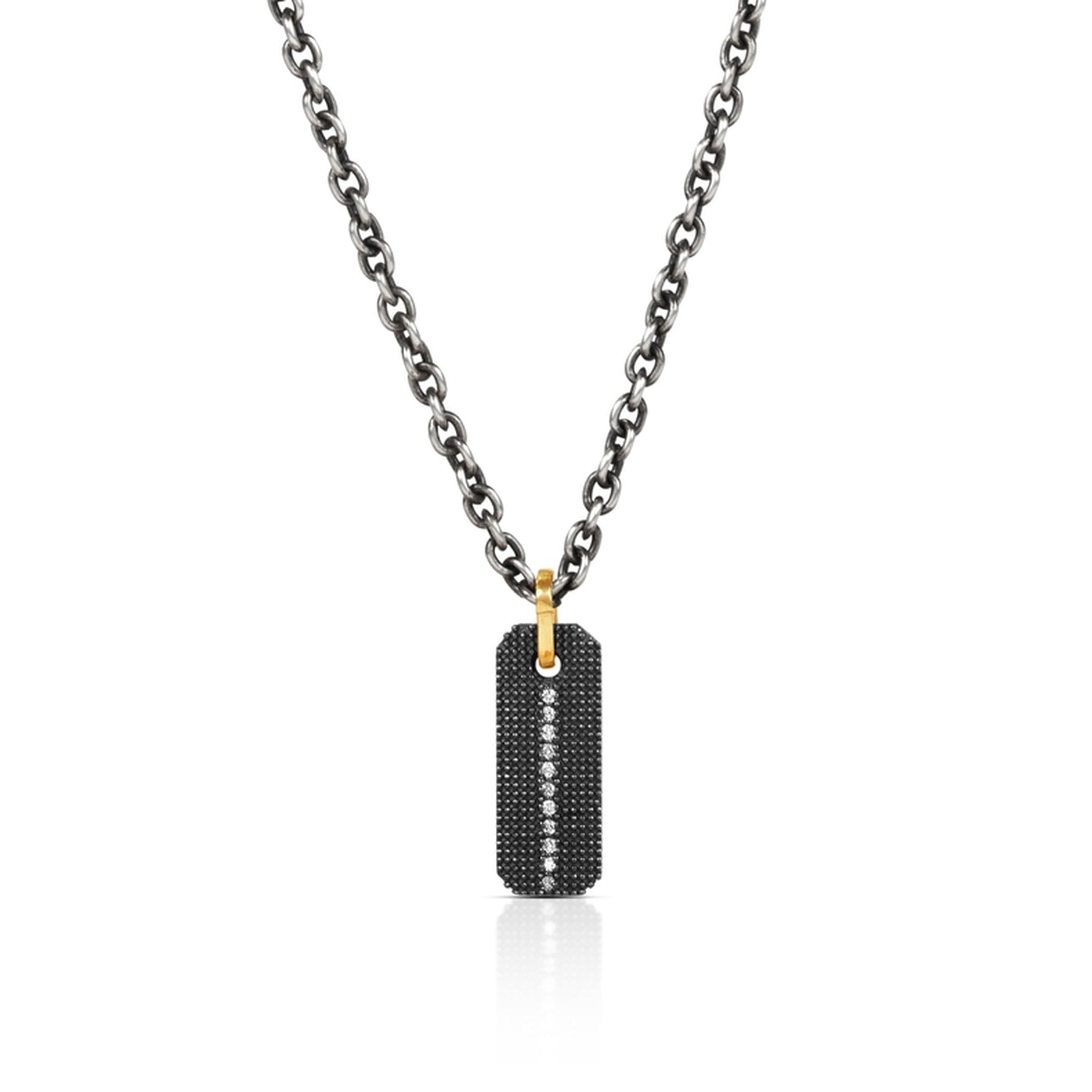 Jenna Mini Diamond Bar Pendant in Blackened Sterling Silver