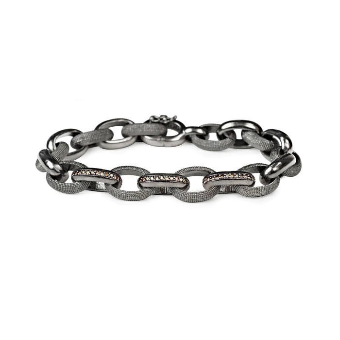 Joah Bracelet with Diamond Links in Blackened Silver