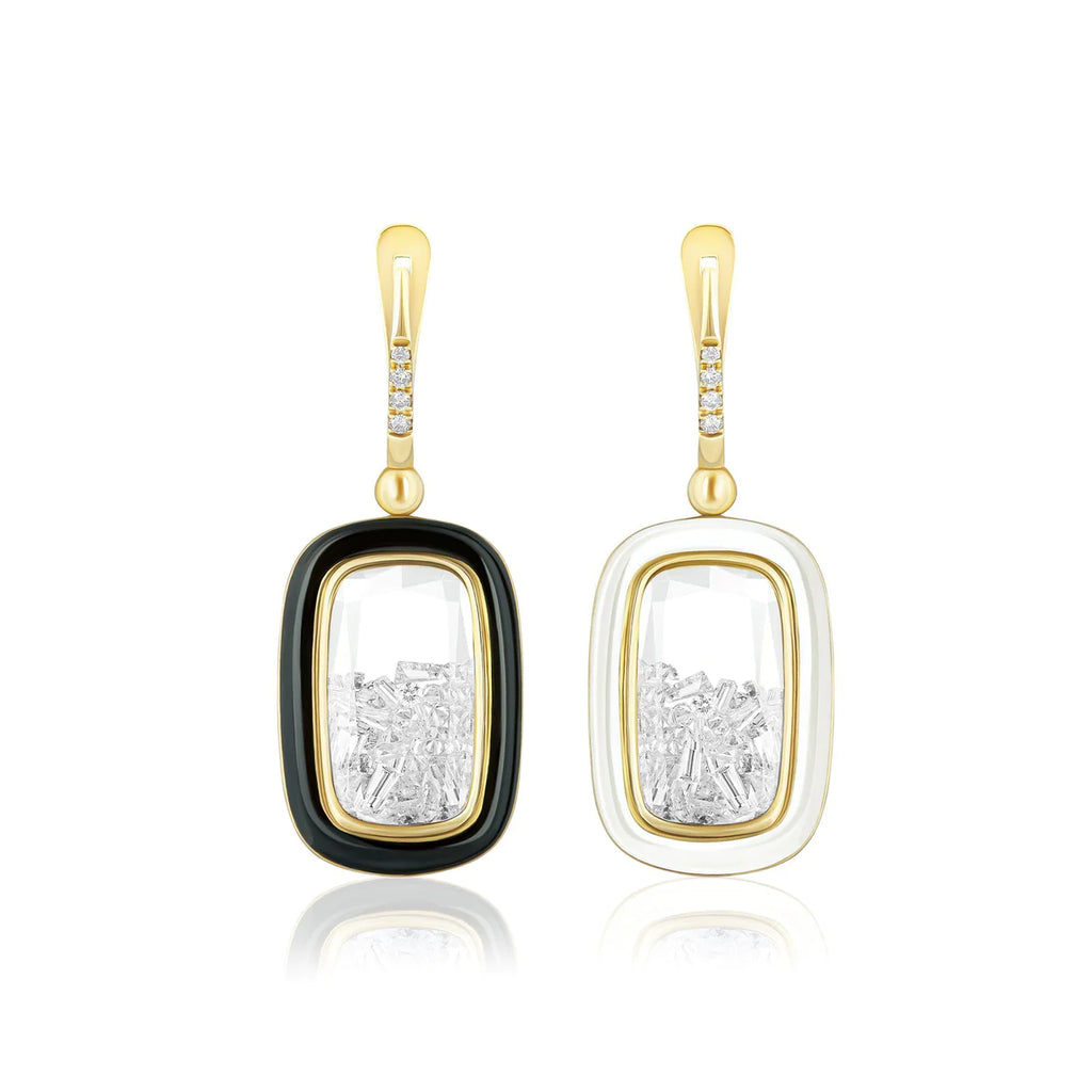 Ventana Reversible Enamel Earrings in Yellow Gold