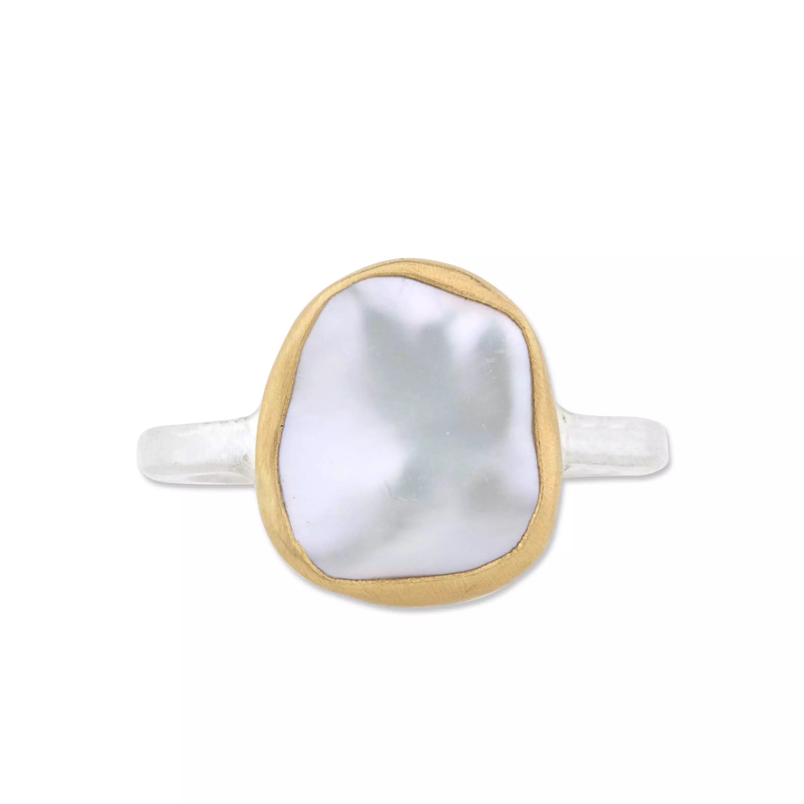 Keshi Pearl Karin Ring in Yellow Gold and Sterling Silver