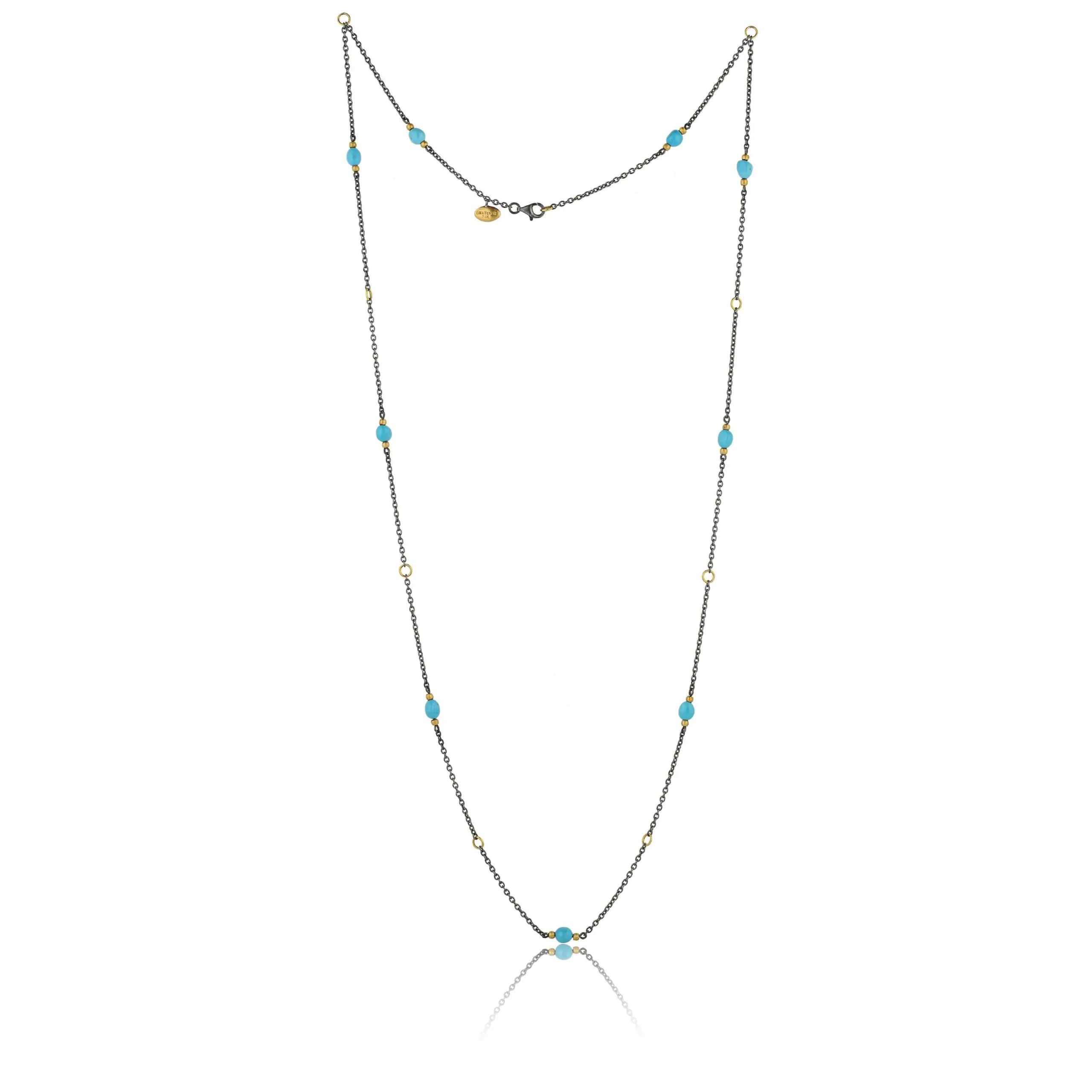 Katya Necklace in Oxidized Sterling Silver and Yellow Gold