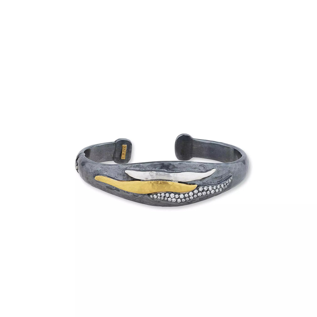 Keller Cuff in Yellow Gold and Oxidized Sterling Silver