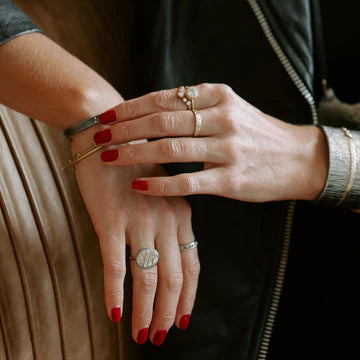 Dusted Signet Ring in Oxidized Argentium Silver and Yellow Gold