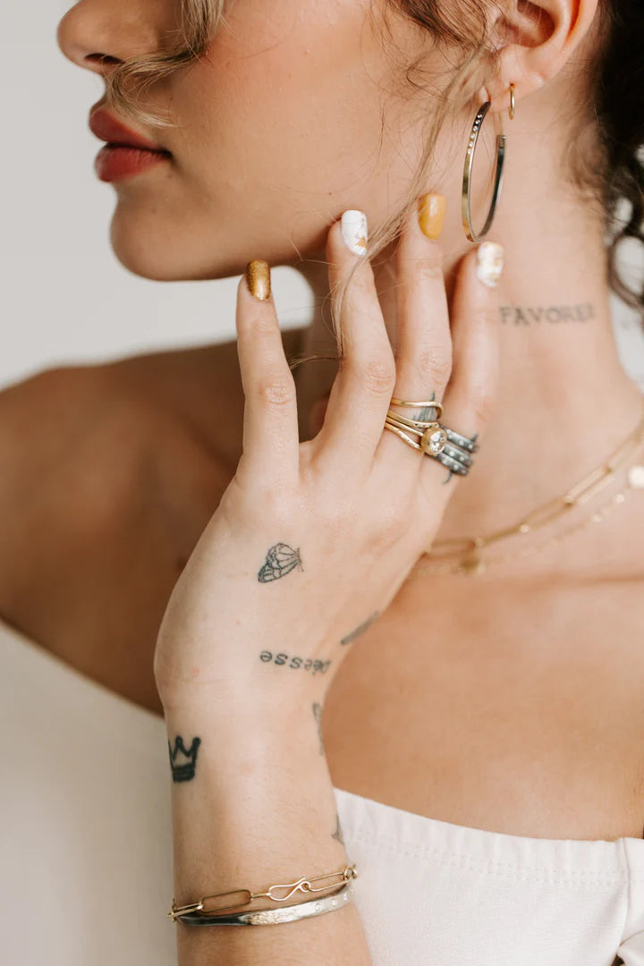 Medium Hoop Dream Earrings in Yellow Gold and Oxidized Argentium Silver