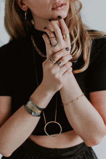 Champagne Black + Gold Channel Ring in Oxidized Argentium Silver and Yellow Gold