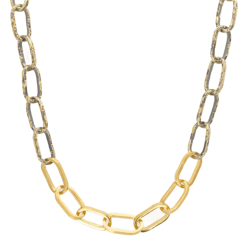 Lyrical Chain in Yellow Gold and Oxidized Argentium Silver