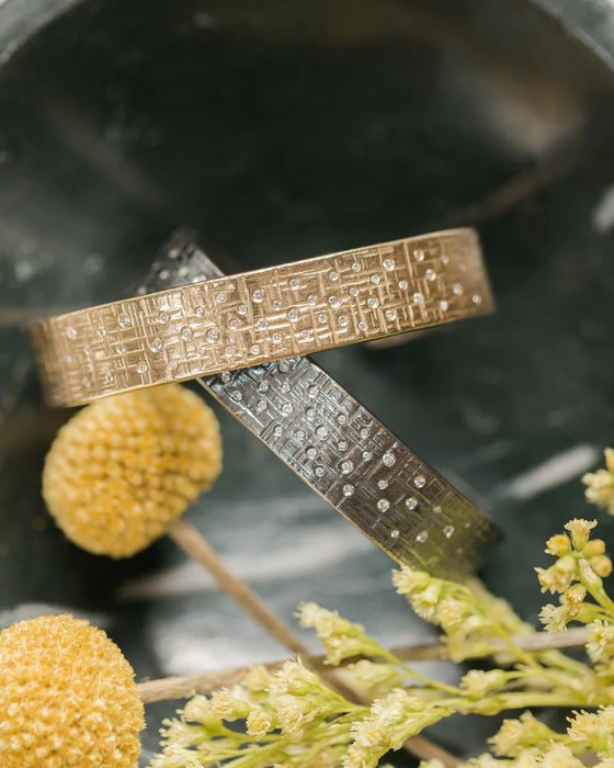 Aspen Squared Cuff in Yellow Gold and Oxidized Argentium Silver