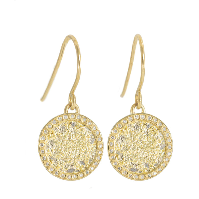 Petite Sol Drop Earrings in Yellow Gold and Oxidized Argentium Silver