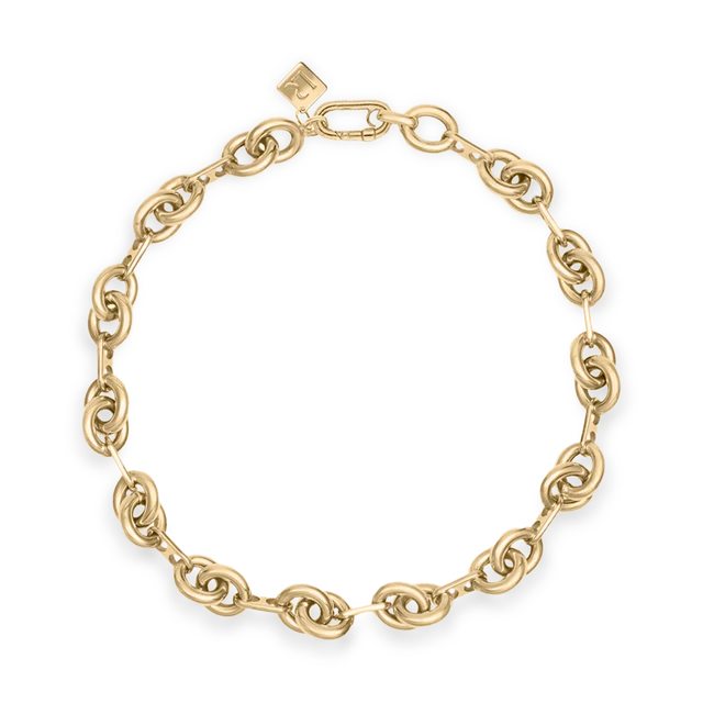 Ettore Round Criss-Criss Link Necklace in Yellow Gold