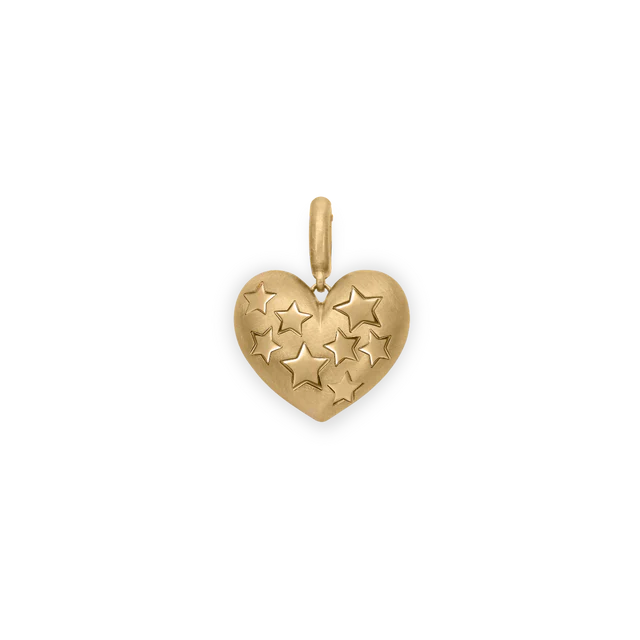 Paulette Baby Heart Stars Pendant in Yellow Gold