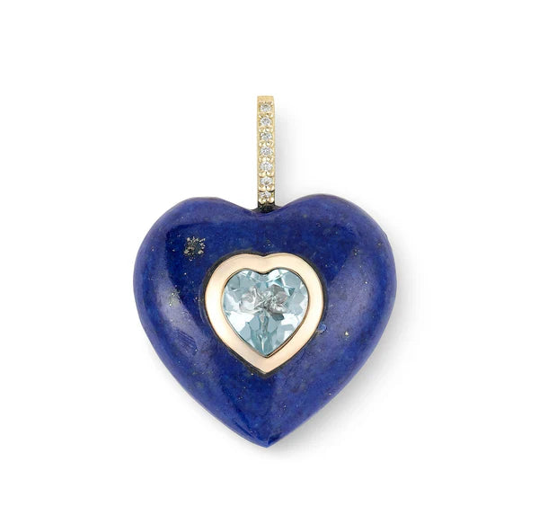 Lapis Lazuli Heart Pendant in Yellow Gold