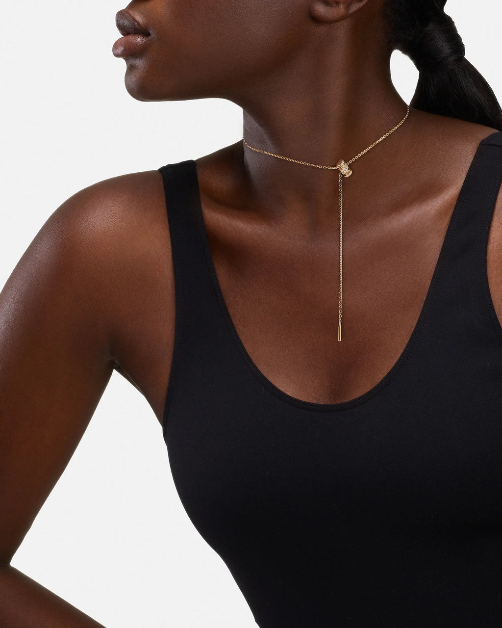 Paved Mini Latch Diamond Necklace in Yellow Gold